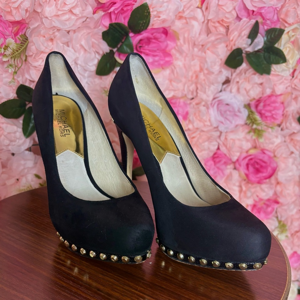 Michael Kors Aimee Black Suede Heels